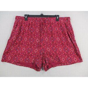 Torrid Red & Purple Boho Print Plus Size Shorts 3 Elastic Waist Pockets Lined Wo